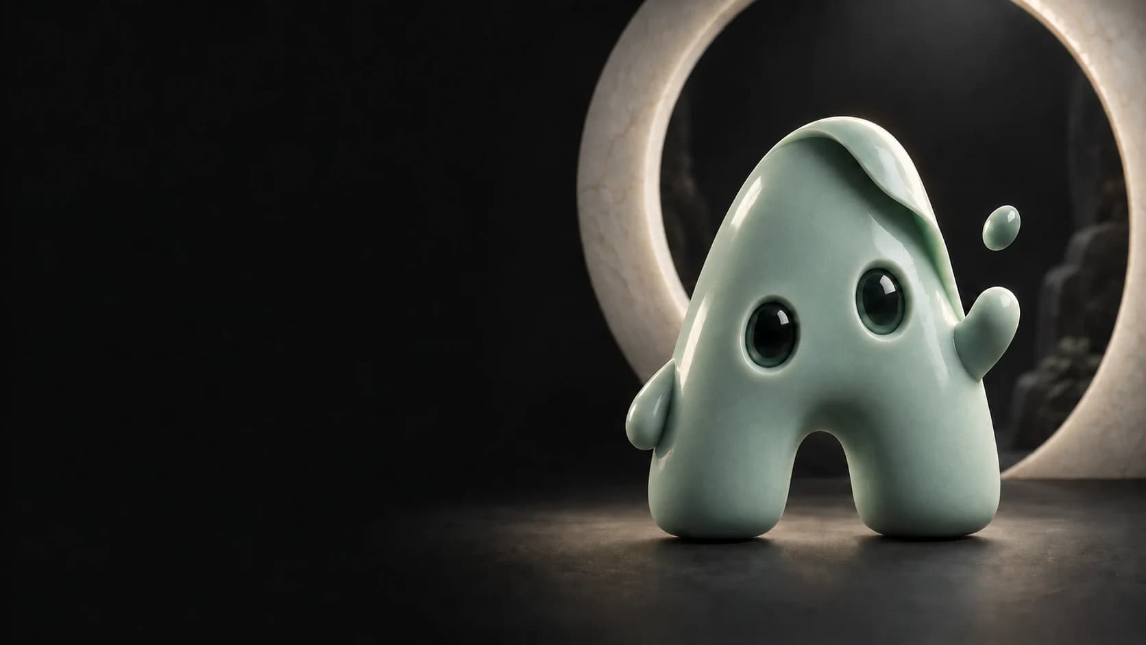 Ami standing beside an illuminated porcelain ring