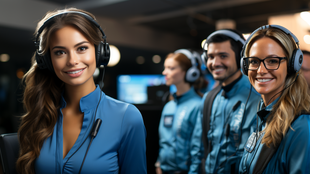 diverse team of happy ai customer service agents