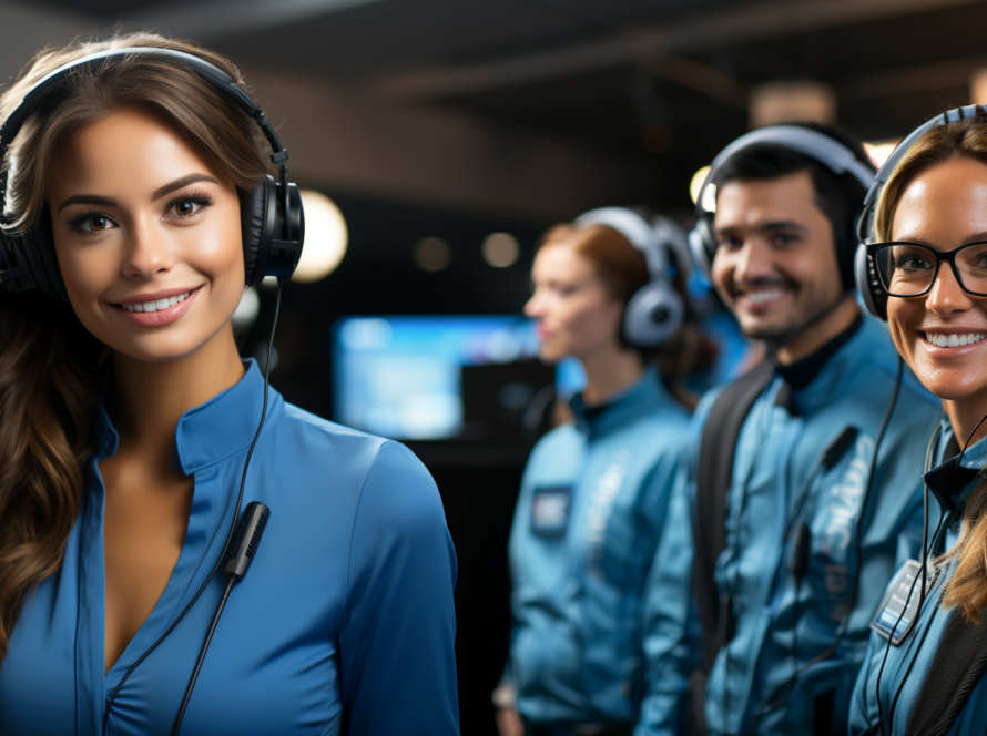 diverse team of happy ai customer service agents