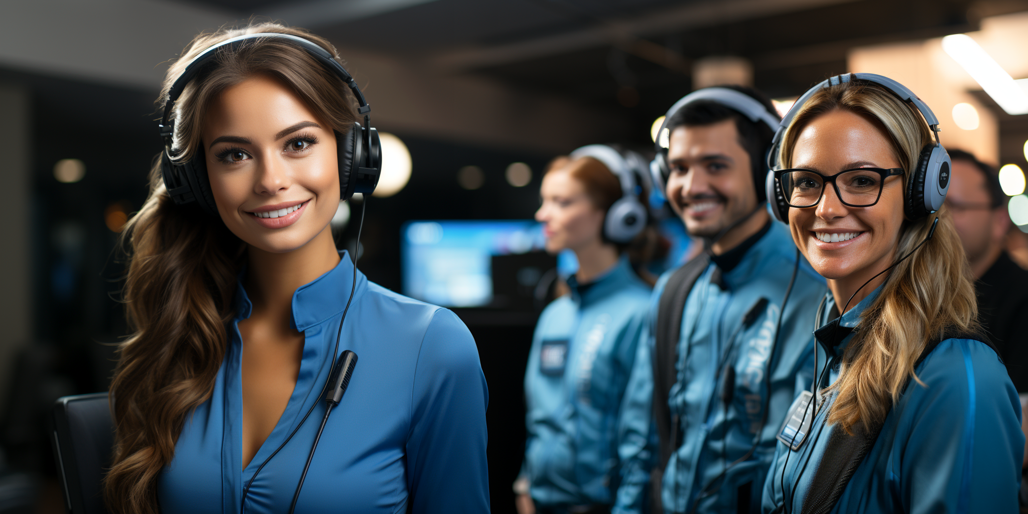 diverse team of happy ai customer service agents